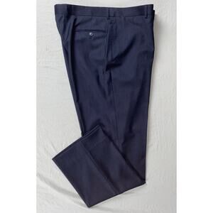 Tommy Hilfiger Flat Front 100% Wool Dress Pants, Slacks. Black/Gray Stripe 41X32